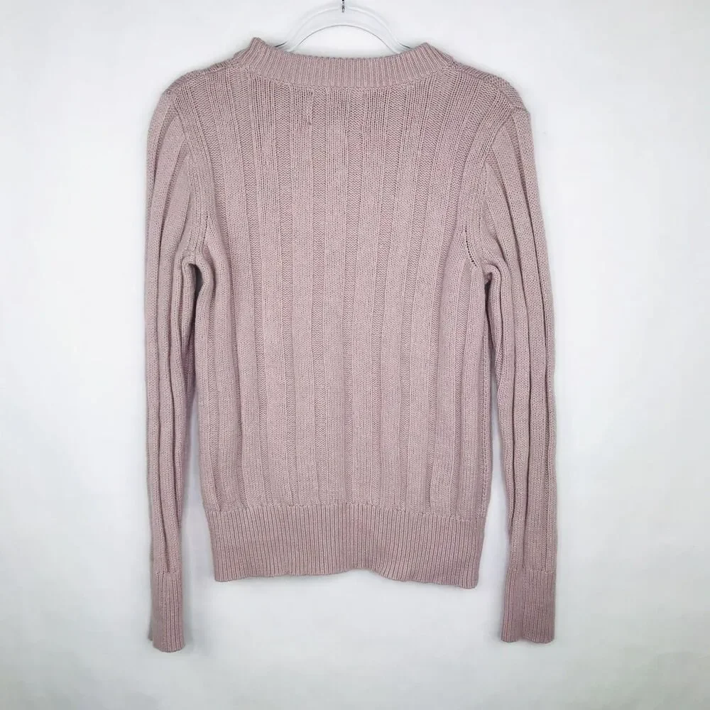 Canvas by Lands' End Sweater Women Size XS Pink Textured Long Sleeve Cabin Cozy